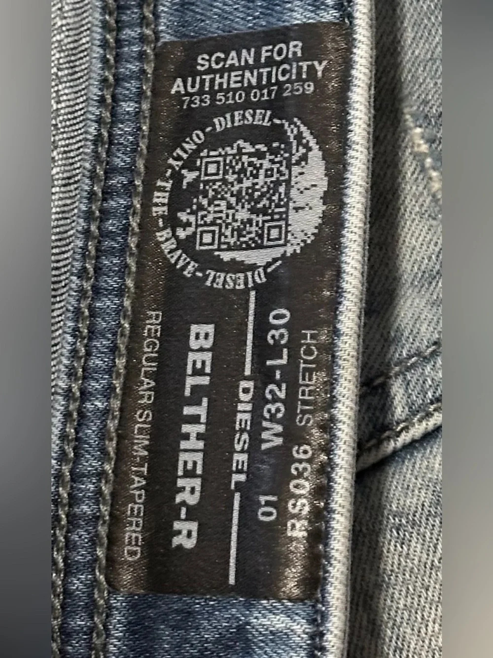 Diesel Men’s Denim Belther-R Regular Slim Tapered Acid Wash